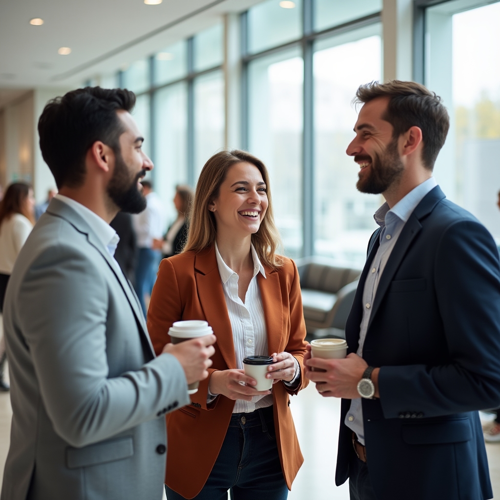Profissionais em sessão de networking estruturado